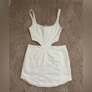 Zara White Cutout Denim Dress